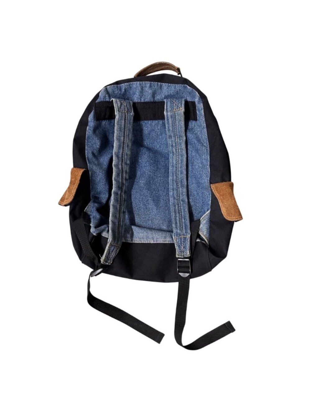 Vintage Arizona Jean Backpack 1990s Denim Suede Taiwan Retro Blue Black Brown - Picture 3 of 15